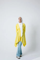 Sunny asymmetrical kimono in yellow